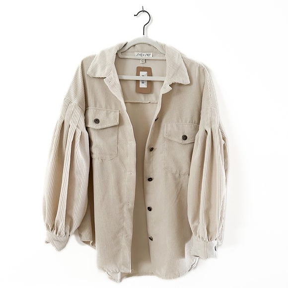 She + Sky Jackets & Blazers - NWT She + Sky Oversized Cream Corduroy Shacket - Women’s Size Small